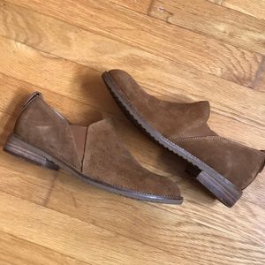 Brown suede shoes.  Shearling lining